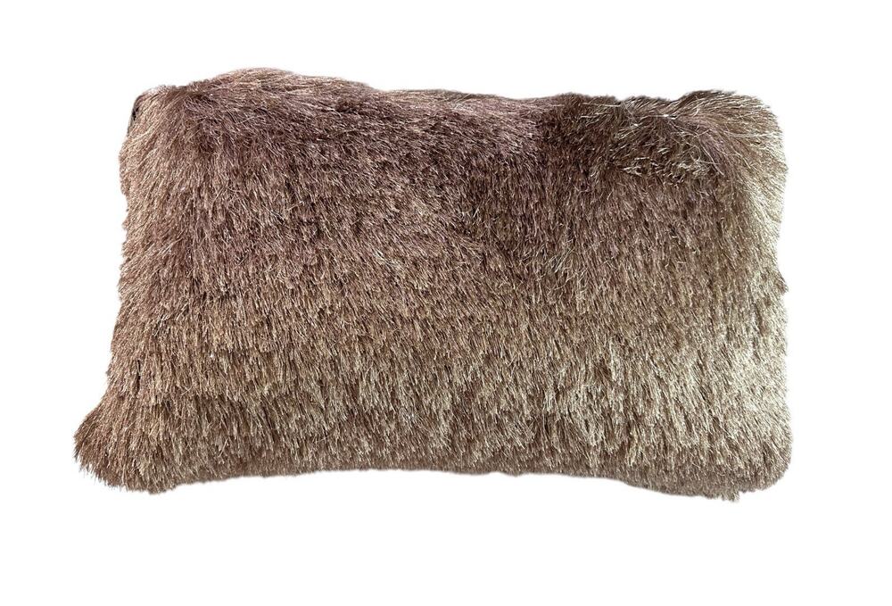 Celebrity Home Shag Lumbar Throw Pillow Blush Pink Fringe 23x12”